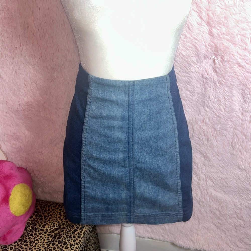Free People Denim Two-Tone Skirt - Picture 4 of 8